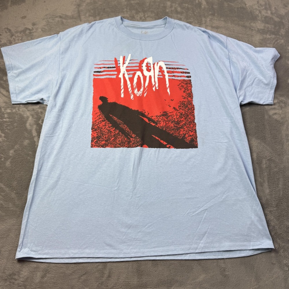 Korn Shirt Mens 2XL Blue Red Shadow Graphic Band Tee 25th Anniversary Rock Music